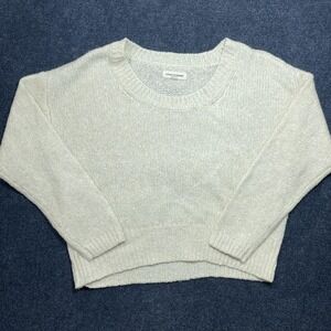 Lucky Brand Sweater Womens Large White Crew Neck Glitter Chunky-Knit Pullover